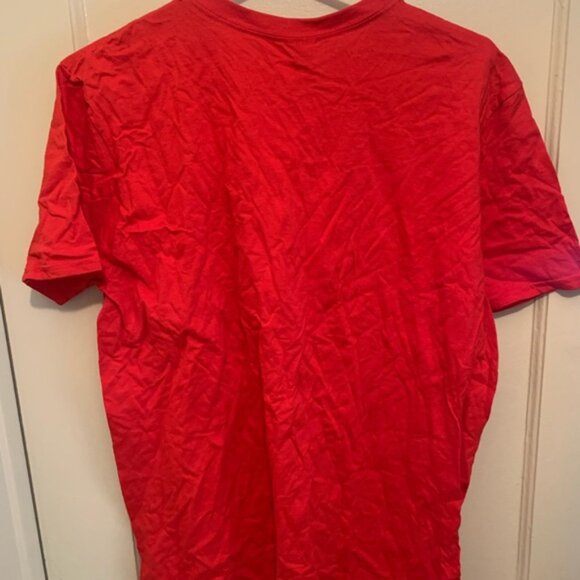 Rare limited Print Silkscreened Red Graphic T-Shirt W/ Gold Ink 100% Cotton SZ L - Picture 4 of 4